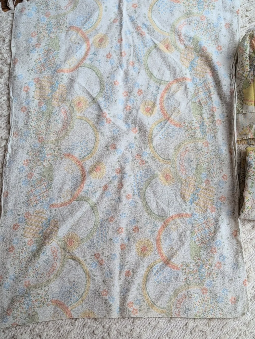 Vintage Sears Perma Prest Baby Pastel Crib Sheet Skirt and Blanket Set 1980s 70s